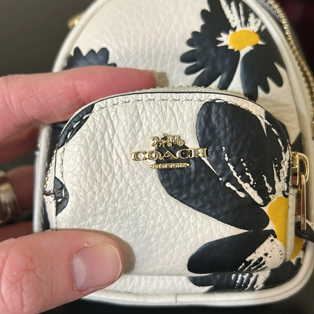 Coach NWT Mini Court Backpack Bag Charm With Floral Print - Picture 11 of 12